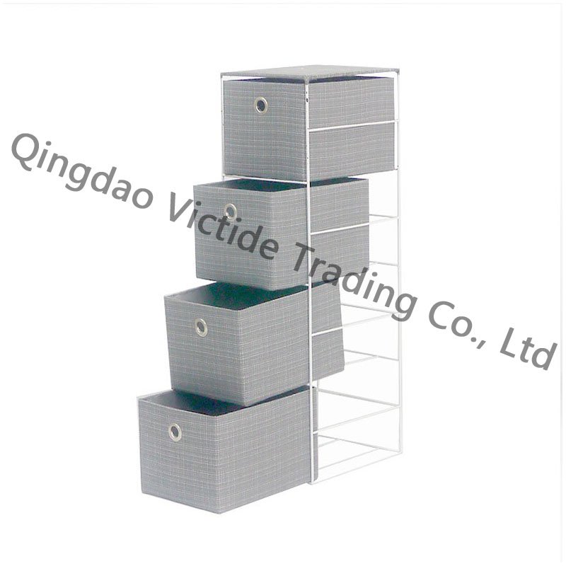 grey crystal 5 drawer storage tower